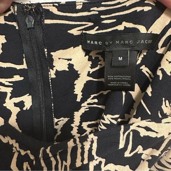 Marc by Marc Jacobs Normandy Mini Dress M Blue Tan Cotton Jersey Knit Cap Slv - Picture 11 of 11